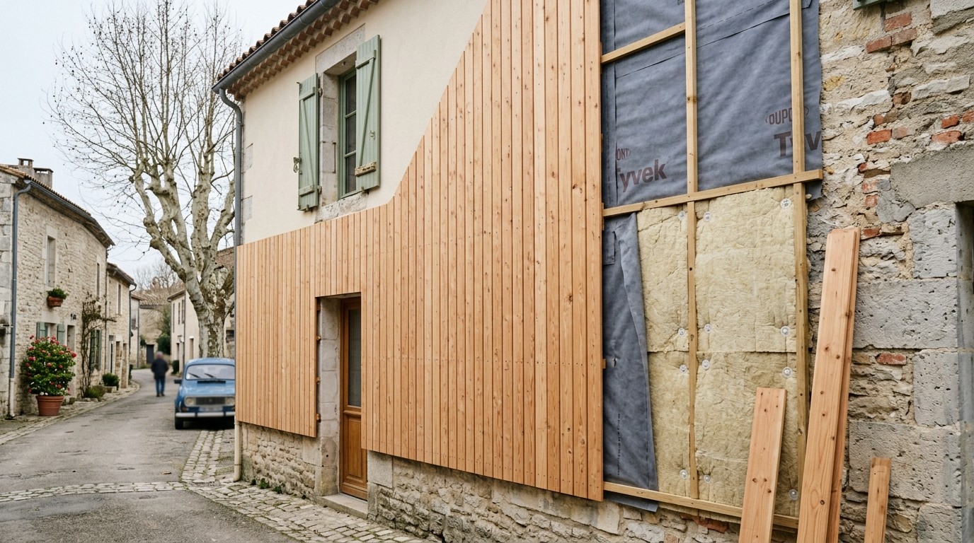 Isolation extérieure sous bardage et choix du matériau